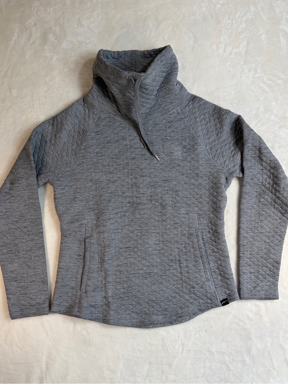 Quilted Cowl Neck Pullover Sweatshirt Gray Heather - Size Medium